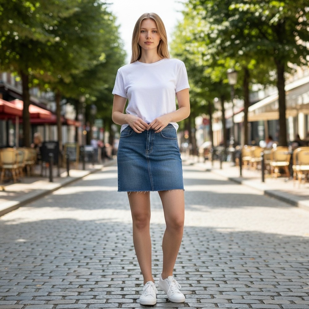 Black Label C'est Toi Blue Denim Mini Skirt Raw Hem CTB201SK Medium Wash Size M